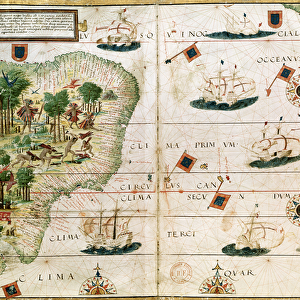 Brazil from the Miller Atlas by Pedro Reinel, c. 1519 (see 199955 for detail)