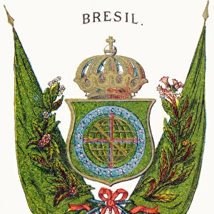 Bresil - Brazil - Alphabet des armoiries et pavillons vers 1880 (Coat of Arms Flags)