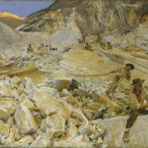 Bringing Down Marble from the Quarries to Carrara, 1911 (oil on canvas)
