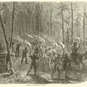 Bringing in prisoners by night, August 1864 (engraving)