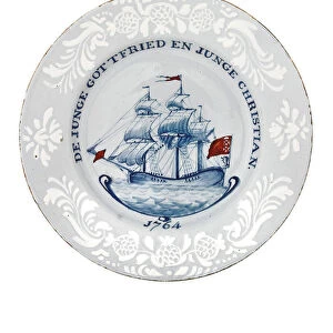 Bristol Delft plate, probably Richard Frank of Redcliffe, 1764 (porcelain)