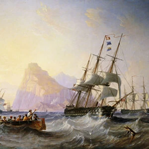 British Men O War off Gibraltar, 1855 (oil on canvas)