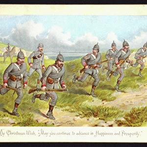 British soldiers of the 13th Middlesex Queens Westminster Rifle Volunteer Corps, Christmas greetings card (chromolitho)