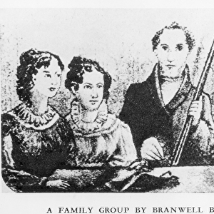 The Bronte Family (engraving) (b&w photo)