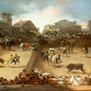 Bullfight in a Divided Ring (oil on canvas)