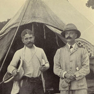 Burma: The author with Lieut F J Pink on the road to Kengtung in 1890 (b / w photo)