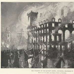 The Burning of the Queens Hotel, Southsea, 8 December (engraving)