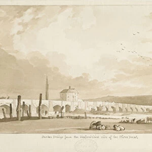 Burton-upon-Trent Bridge and Town: sepia drawing, 1837 (drawing)