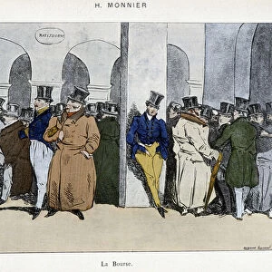 Businessmen of the Paris Stock Exchange - drawing by Henri Monnier, early 19th century