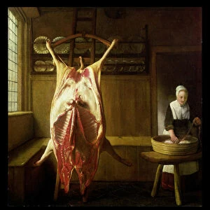 The Butchers Shop (oil on panel)