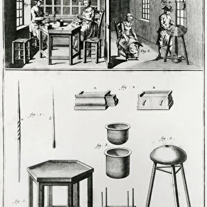 Buttons maker & lace maker, illustration from the Encyclopedia by Denis Diderot