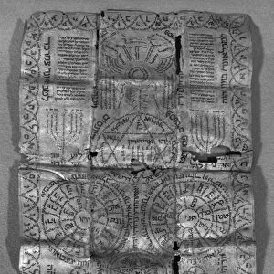 Cabalistic amulet (parchment) (b / w photo)