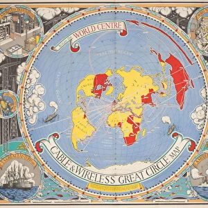 Cable & Wireless Great Circle Map, 1945 (colour litho)