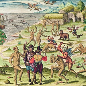 Cacodemon attacking the savages, from Americae Tertia Pars