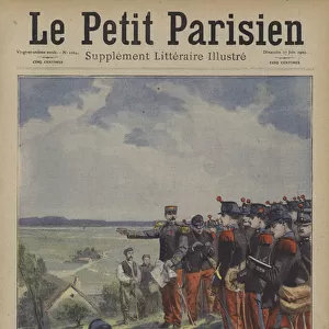 Cadets from the French military academy of Saint-Cyr on the battlefields of the East (colour litho)