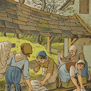 Caen: the washerwomen (colour litho)