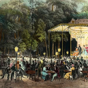 The Cafe des Ambassadeurs aux Champs Elysees Engraving from 1853 Private collection