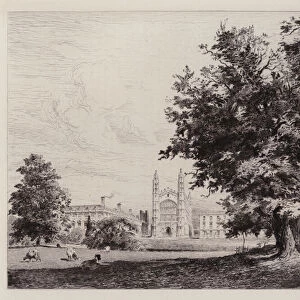 Cambridge: Kings College Chapel, from the River (etching)