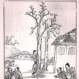 Cannibalism in China, from a Chinese drawing, 1870 (engraving) (b / w photo)