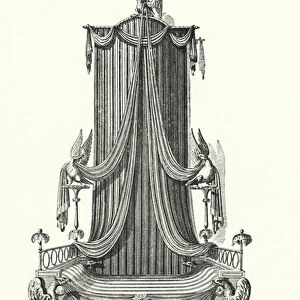 "Canopy Bed"(coloured engraving)