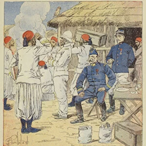 Cantonnement du regiment d Algerie (colour litho)