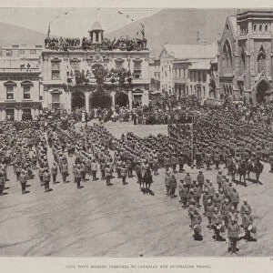 Cape Town bidding Farewell to Canadian and Australian Troops (b / w photo)