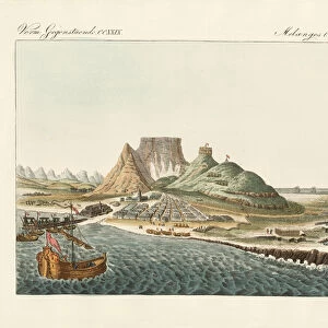 Cape Town on the cape of Good Hope (coloured engraving)