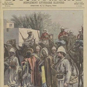 The capture of Ain Salah, Algeria: Tuareg chiefs taken prisoner by the French (colour litho)