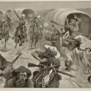Capture of Boer Convoy by General Frenchs Troops near Kimberley (litho)