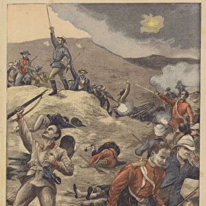 Capture of a British gun battery by the Boers in South Africa (colour litho)