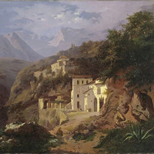 The Capuchin Monastery at Cava (Salerno) 1838 (oil on canvas)