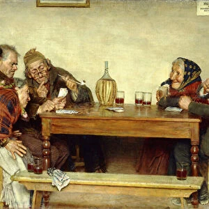 The Card Game, (oil on canvas)