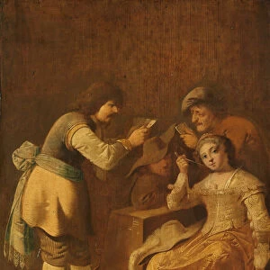 Card players with woman smoking a pipe, 1630-47 (oil on panel)