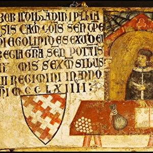 Cardinal Ildebrandino Paglieresi at his desk, 1264 (tempera on panel)