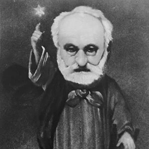 Caricature of Victor Hugo (1802-85) as a Magician (engraving) (b / w photo)