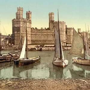 Carnarvon Castle (hand-coloured photo)