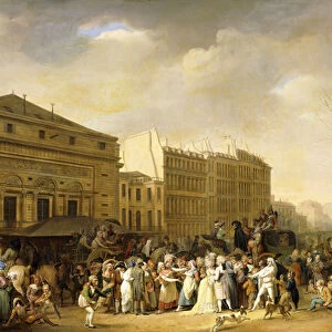 A Carnival on the Boulevard du Crime, 1832 (oil on canvas)