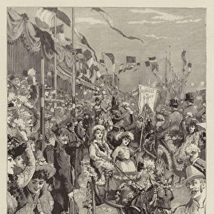 The Carnival at Nice, the Battle of Flowers (engraving)