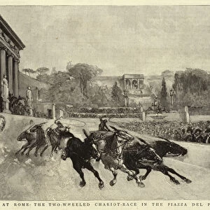 The Carnival at Rome, the Two wheeled Chariot-Race in the Piazza del Popolo (engraving)
