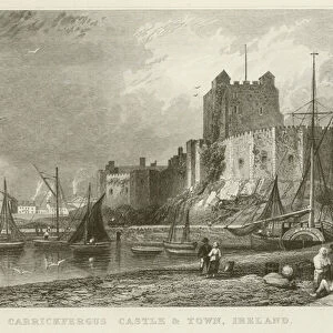 Carrickfergus Castle and town (engraving)