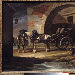 Cart loaded with wine barrels or the Haquet Painting by Theodore Gericault (1791-1824