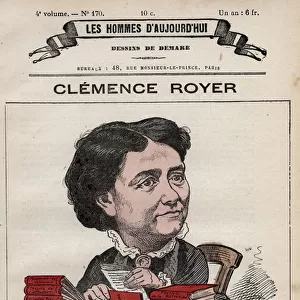Cartoon of Clemence Augustine Royer 1830-1902 English feminist and advocate from