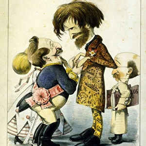 Cartoon about Giuseppe Verdi and Napoleon III after the opera Don Carlos in Paris in 1867