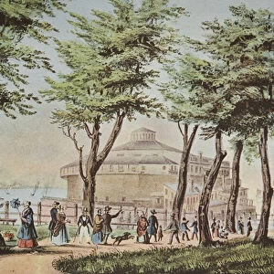 Castle Garden, New York, From The Battery, pub. 1848, Currier & Ives (colour litho)