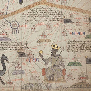 Detail from the Catalan Atlas, Sheet 6, showing the Western Sahara and Mansa Musa