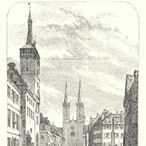 The Cathedral Street, Wurzburg (engraving)