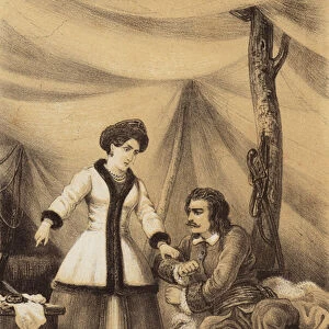 Catherine I of Russia telling Peter the Great: "Write, it will be your salvation"(litho)