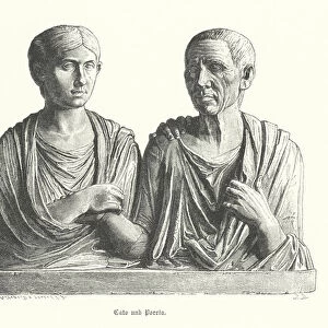 Cato and Porcia, ancient Roman sculpture (engraving)