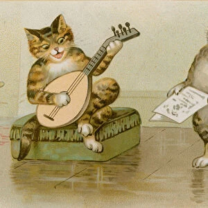 Cats making music (chromolitho)
