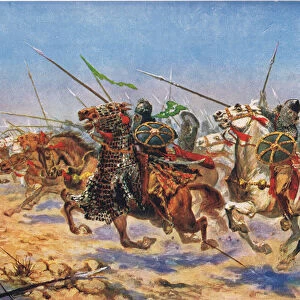 The Cavalry of Shahrbaraz Charging, illustration from Hutchinson